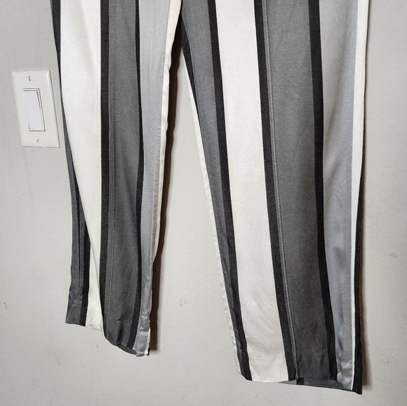 & Other Stories Grey White Stripe Drawstring pants. Viscose. Women's size 8. - Picture 10 of 16